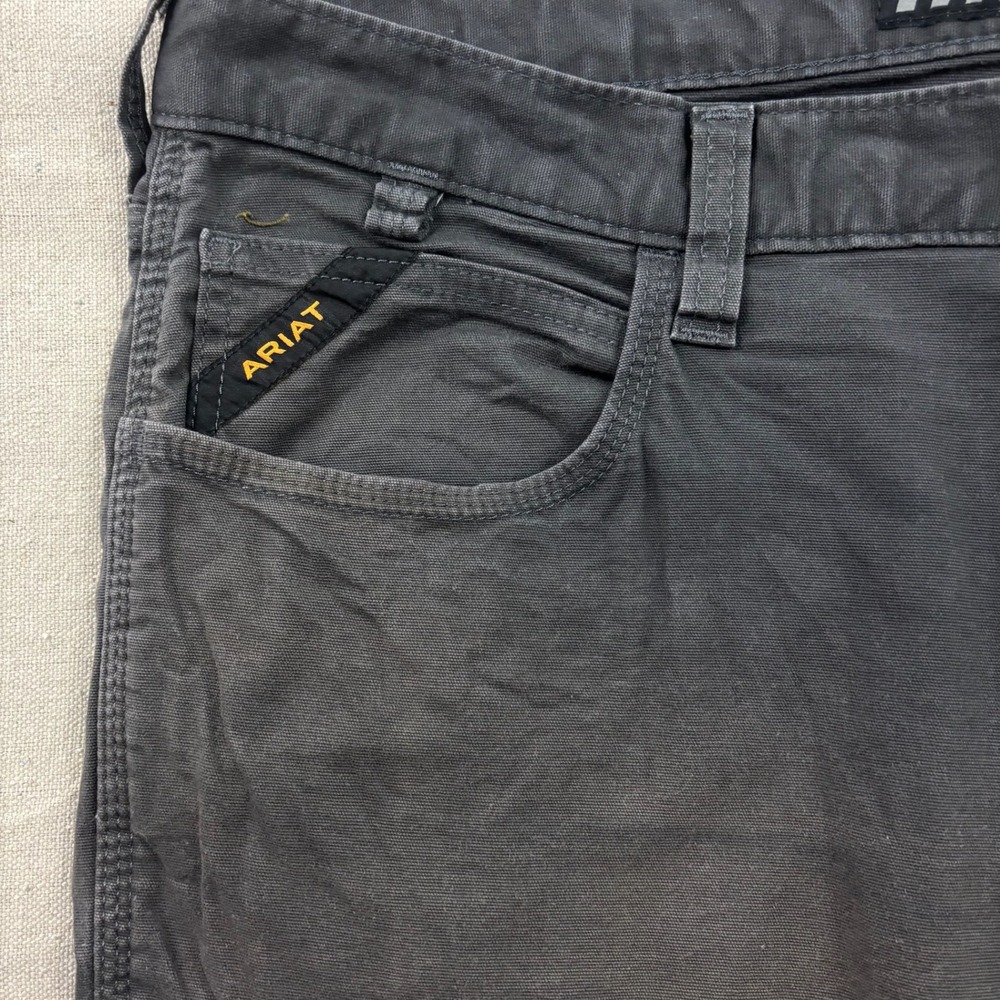 Ariat Rebar M4 Work Pants Mens 38x30 Grey Relaxed Straight DuraStretch Canvas - Picture 6 of 11